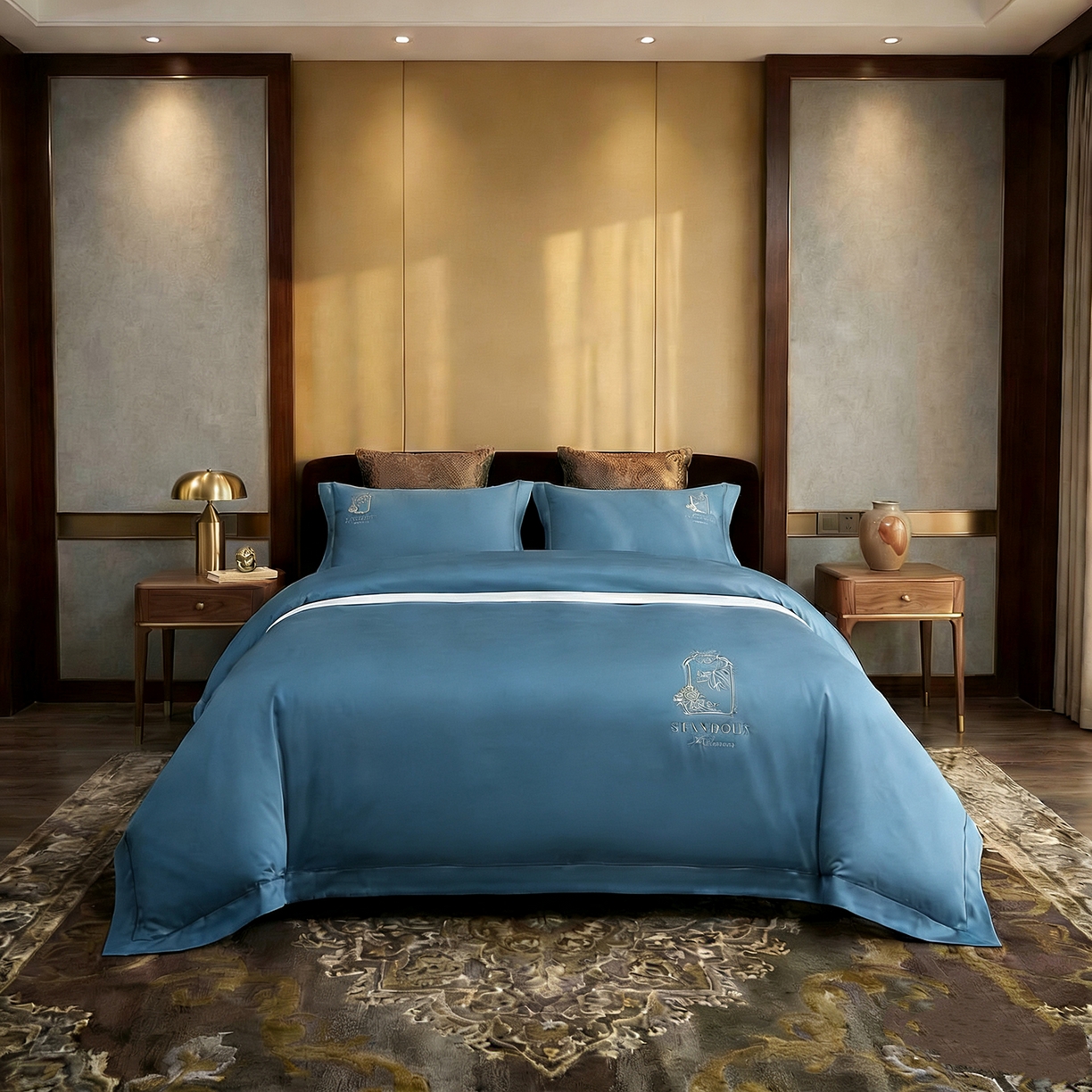 91家纺网 家纺一手货源 找家纺 （总）U品汇 2026新款100支全棉纯棉长绒棉刺绣花四件套60S贡缎100%棉丝滑夏季冰丝凉爽