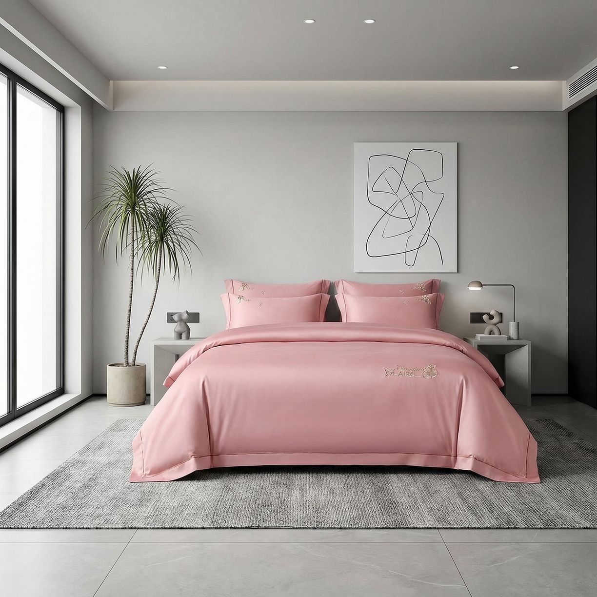 91家纺网 家纺一手货源 找家纺 （总）U品汇 2026新款100支全棉纯棉长绒棉刺绣花四件套60S贡缎100%棉丝滑夏季冰丝凉爽