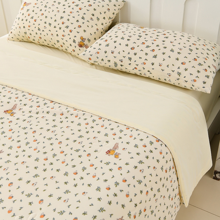 91家纺网 家纺一手货源 找家纺 珍贝家纺 2026新款A类清凉冰丝印花夏凉被被子被芯 幸福生活