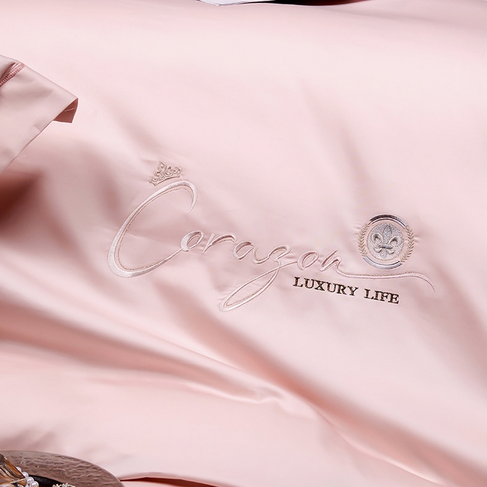 91家纺网 家纺一手货源 找家纺 U品汇 2026新款100支全棉纯棉长绒棉刺绣花四件套60S贡缎100%棉丝滑夏季冰丝凉爽 简繁-豆沙