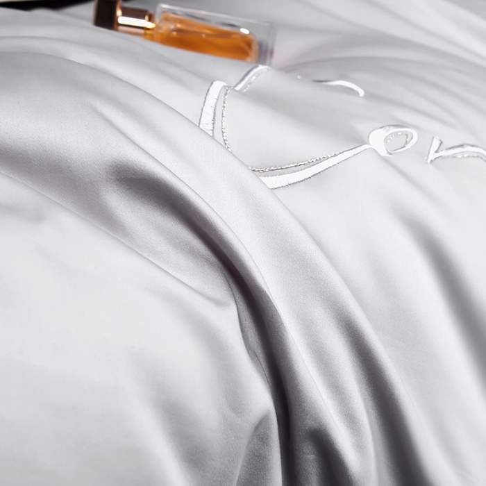 91家纺网 家纺一手货源 找家纺 U品汇 2026新款100支全棉纯棉长绒棉刺绣花四件套60S贡缎100%棉丝滑夏季冰丝凉爽 简繁-高级灰