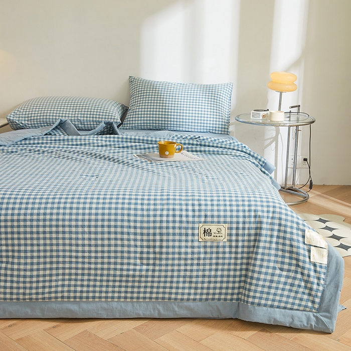 91家纺网 家纺一手货源 找家纺 晓时候 2026新款无印风100%新疆棉花被全棉夏被纯棉夏凉被空调被夏季被子被芯 布丁蓝