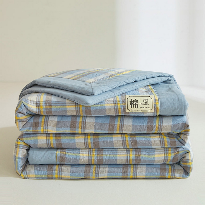 91家纺网 家纺一手货源 找家纺 晓时候 2026新款无印风100%新疆棉花被全棉夏被纯棉夏凉被空调被夏季被子被芯 莫妮蓝