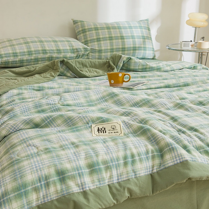 91家纺网 家纺一手货源 找家纺 晓时候 2026新款无印风100%新疆棉花被全棉夏被纯棉夏凉被空调被夏季被子被芯 青柠绿