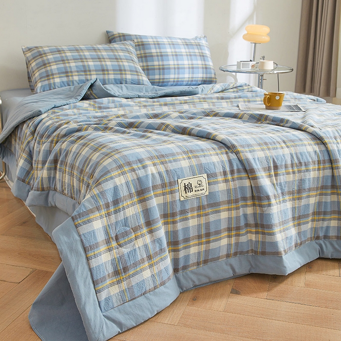 91家纺网 家纺一手货源 找家纺 晓时候 2026新款无印风100%新疆棉花被全棉夏被纯棉夏凉被空调被夏季被子被芯 莫妮蓝
