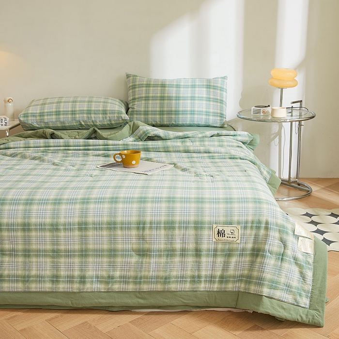 91家纺网 家纺一手货源 找家纺 晓时候 2026新款无印风100%新疆棉花被全棉夏被纯棉夏凉被空调被夏季被子被芯 青柠绿