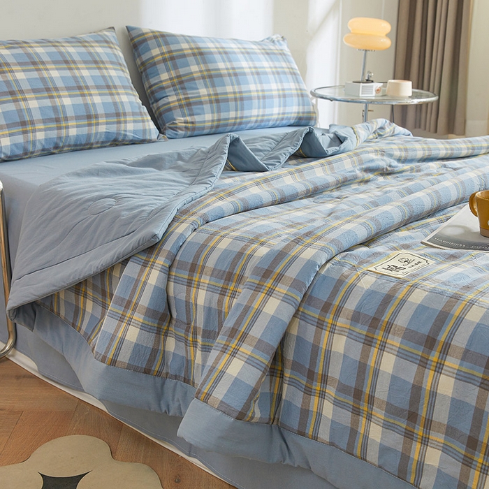 91家纺网 家纺一手货源 找家纺 晓时候 2026新款无印风100%新疆棉花被全棉夏被纯棉夏凉被空调被夏季被子被芯 莫妮蓝