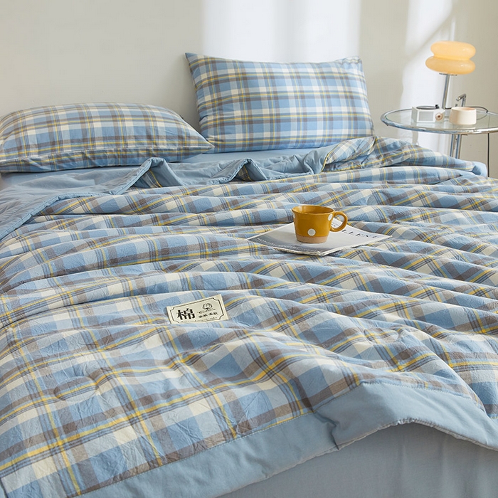 91家纺网 家纺一手货源 找家纺 晓时候 2026新款无印风100%新疆棉花被全棉夏被纯棉夏凉被空调被夏季被子被芯 莫妮蓝