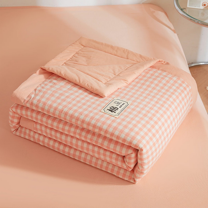 91家纺网 家纺一手货源 找家纺 晓时候 2026新款无印风100%新疆棉花被全棉夏被纯棉夏凉被空调被夏季被子被芯 蜜粉格