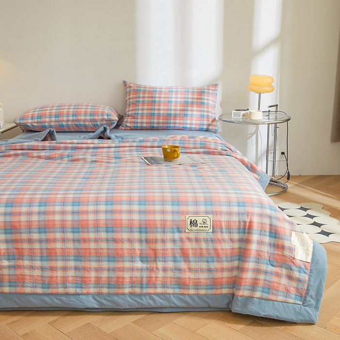 91家纺网 家纺一手货源 找家纺 晓时候 2026新款无印风100%新疆棉花被全棉夏被纯棉夏凉被空调被夏季被子被芯 炫彩粉