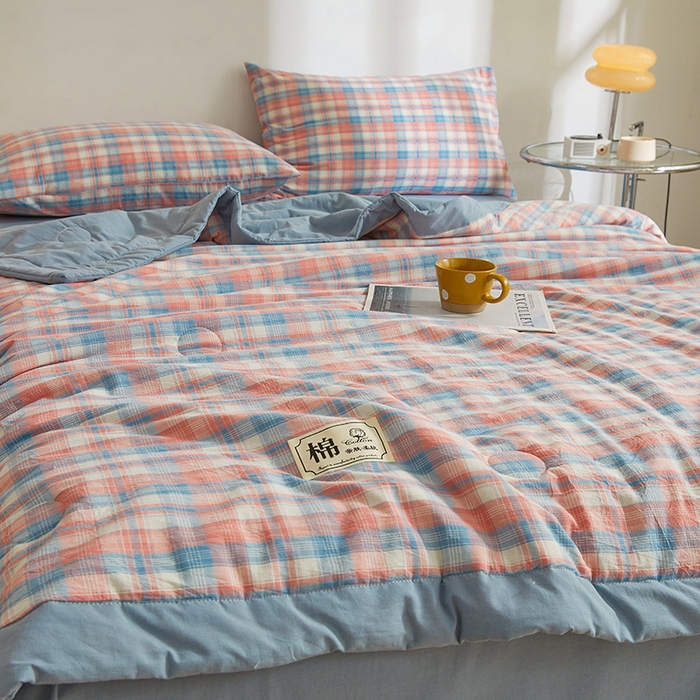 91家纺网 家纺一手货源 找家纺 晓时候 2026新款无印风100%新疆棉花被全棉夏被纯棉夏凉被空调被夏季被子被芯 炫彩粉