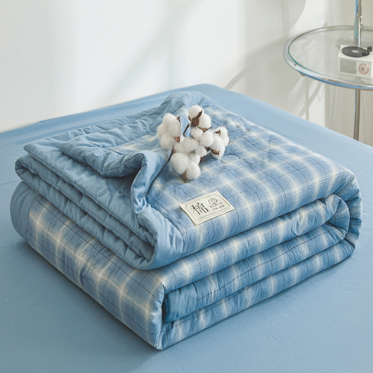 91家纺网 家纺一手货源 找家纺 晓时候 2026新款无印风100%新疆棉花被全棉夏被纯棉夏凉被空调被夏季被子被芯 森蓝格