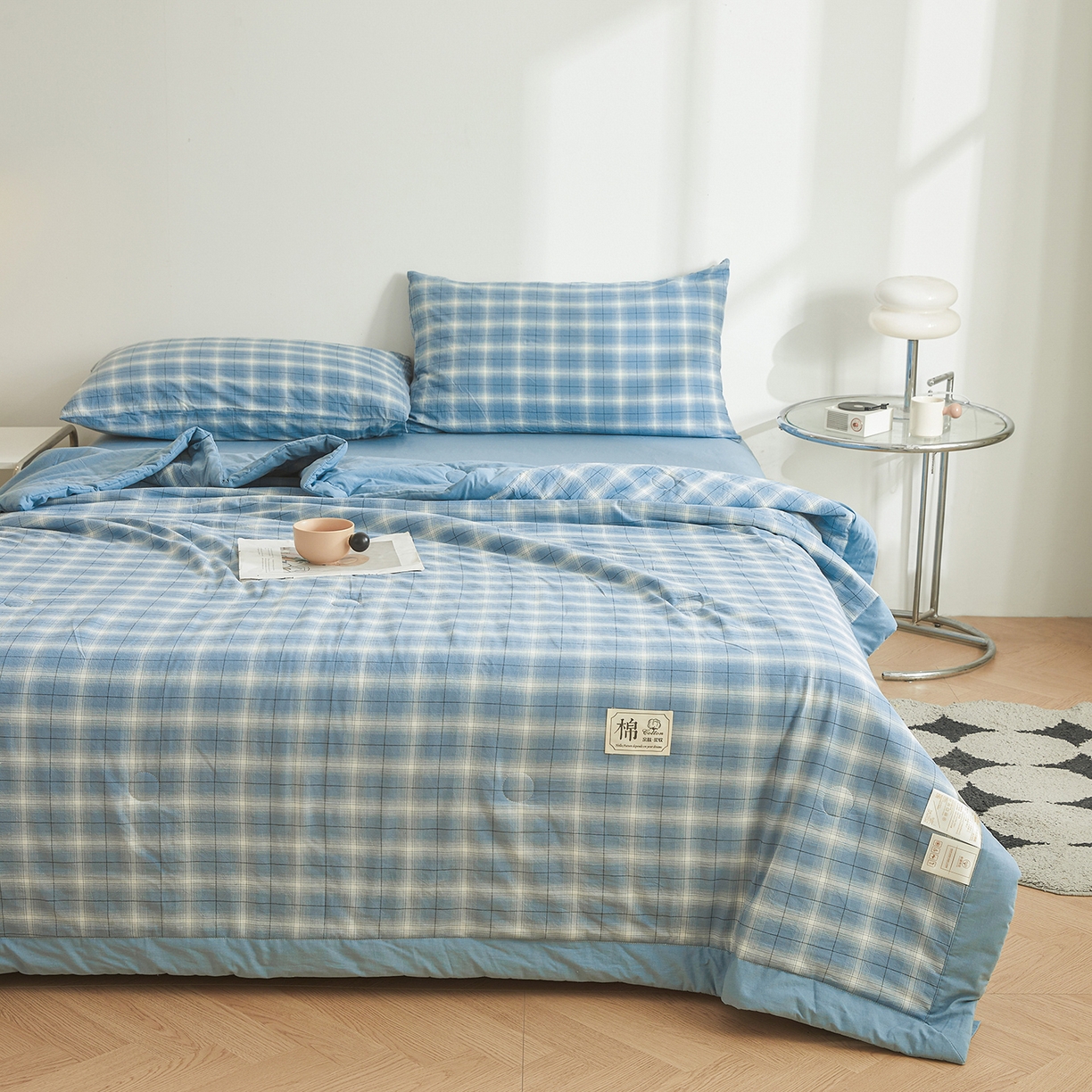 91家纺网 家纺一手货源 找家纺 晓时候 2026新款无印风100%新疆棉花被全棉夏被纯棉夏凉被空调被夏季被子被芯 森蓝格