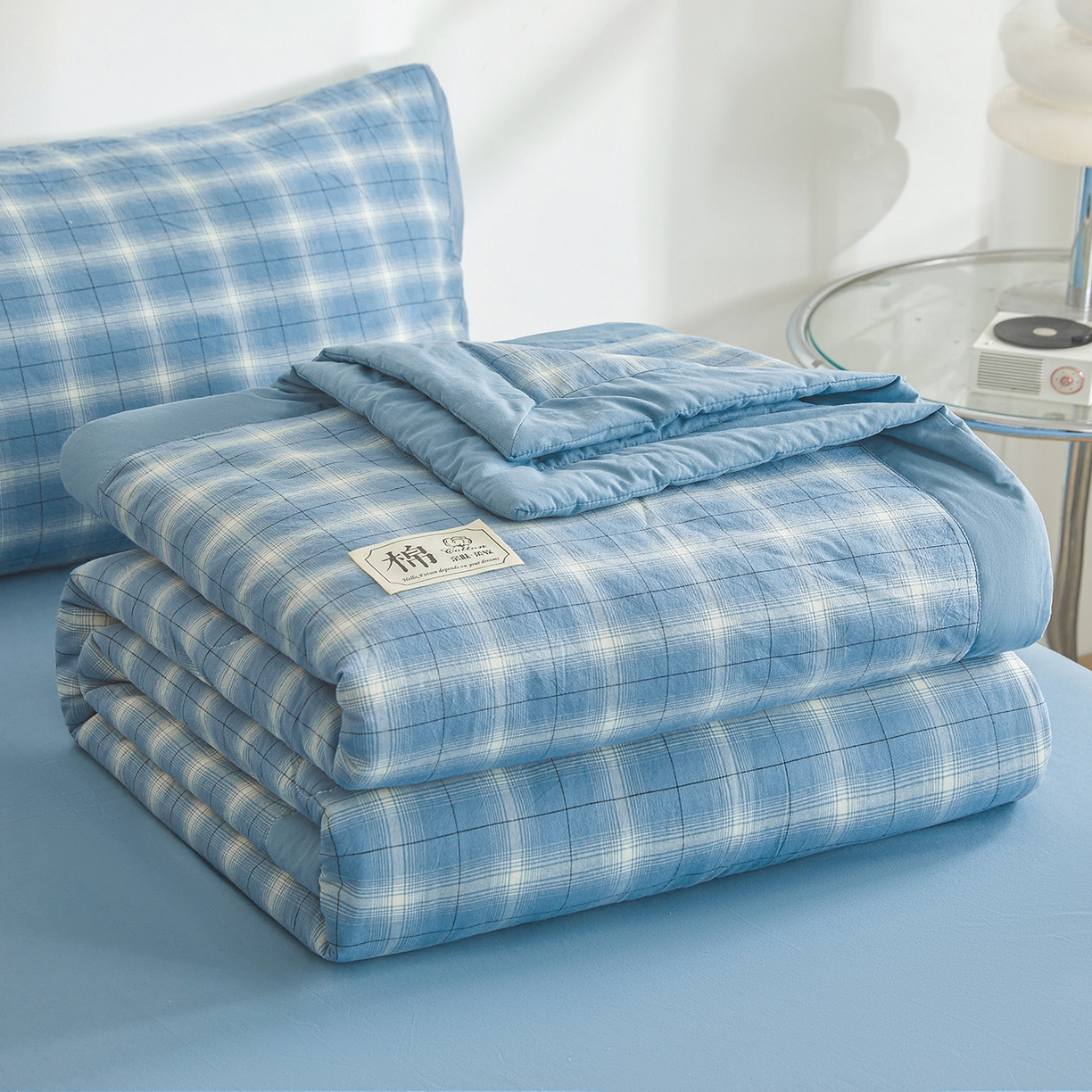 91家纺网 家纺一手货源 找家纺 晓时候 2026新款无印风100%新疆棉花被全棉夏被纯棉夏凉被空调被夏季被子被芯 森蓝格