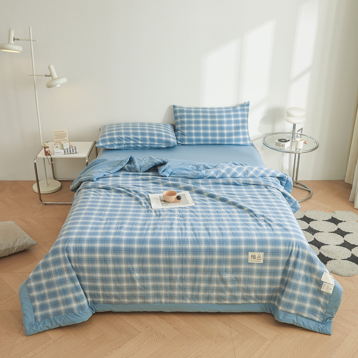 91家纺网 家纺一手货源 找家纺 晓时候 2026新款无印风100%新疆棉花被全棉夏被纯棉夏凉被空调被夏季被子被芯 森蓝格