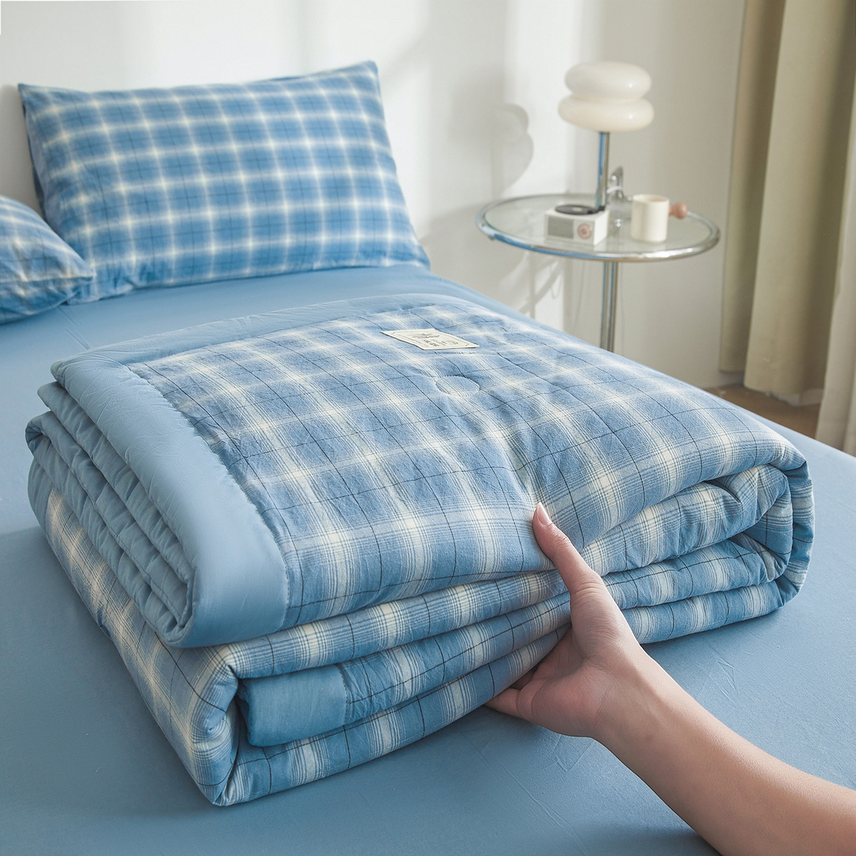 91家纺网 家纺一手货源 找家纺 晓时候 2026新款无印风100%新疆棉花被全棉夏被纯棉夏凉被空调被夏季被子被芯 森蓝格