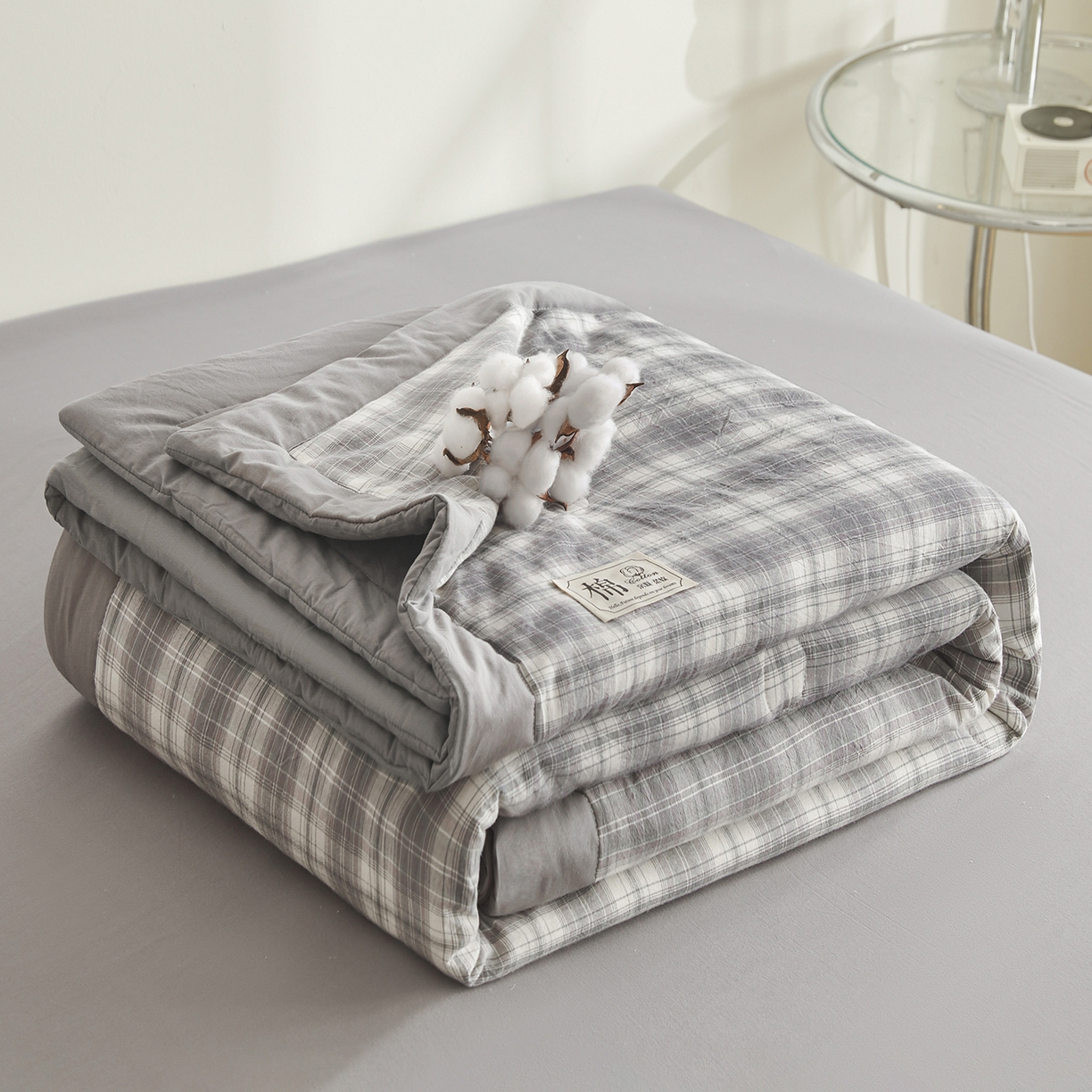 91家纺网 家纺一手货源 找家纺 晓时候 2026新款无印风100%新疆棉花被全棉夏被纯棉夏凉被空调被夏季被子被芯 可可灰