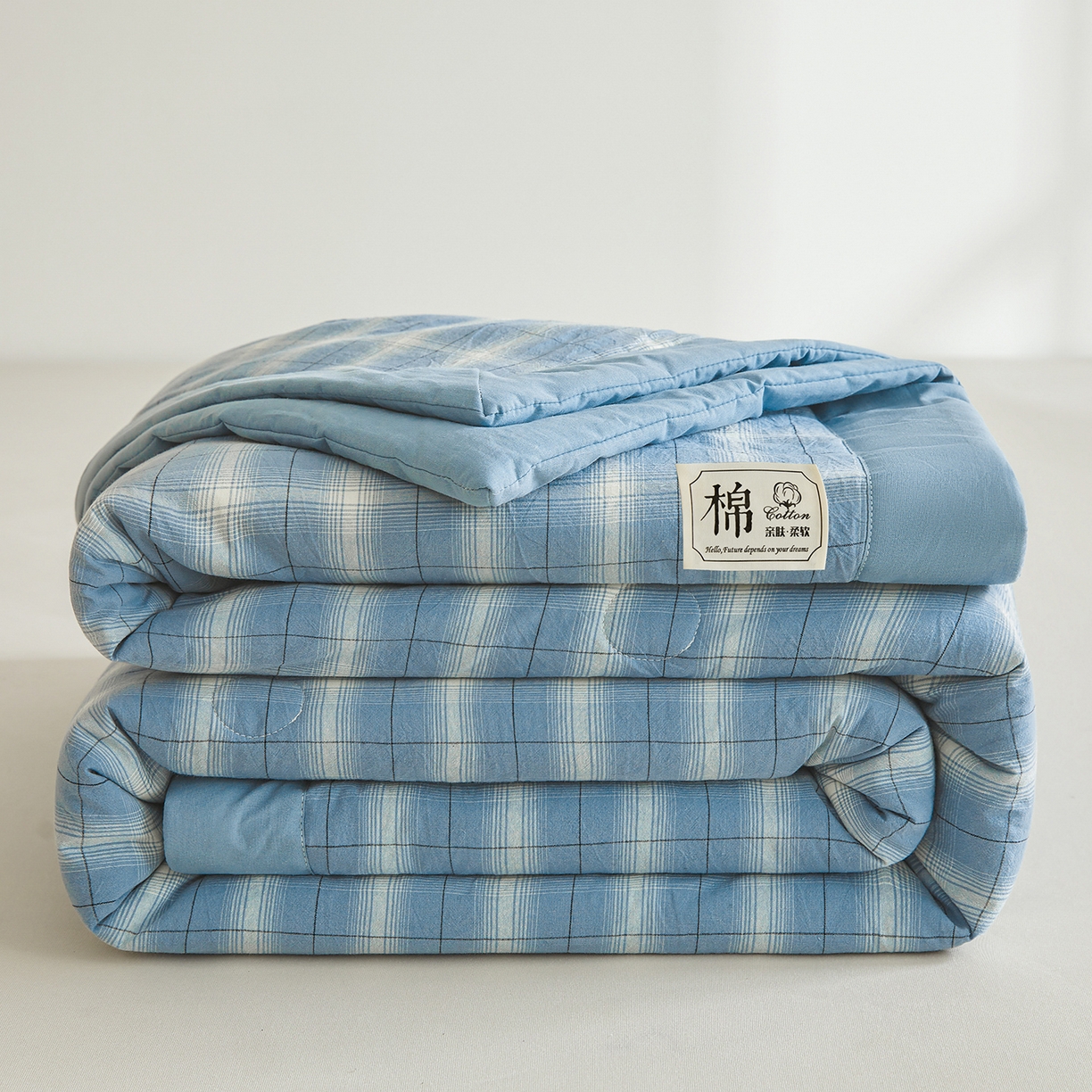 91家纺网 家纺一手货源 找家纺 晓时候 2026新款无印风100%新疆棉花被全棉夏被纯棉夏凉被空调被夏季被子被芯 森蓝格