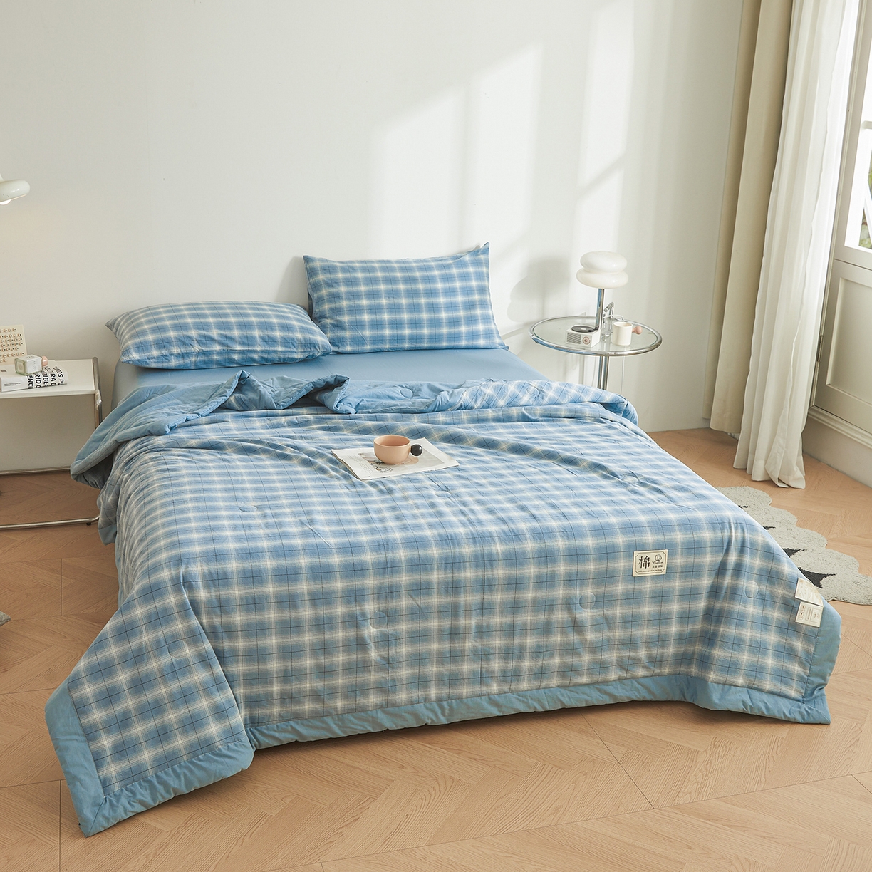 91家纺网 家纺一手货源 找家纺 晓时候 2026新款无印风100%新疆棉花被全棉夏被纯棉夏凉被空调被夏季被子被芯 森蓝格