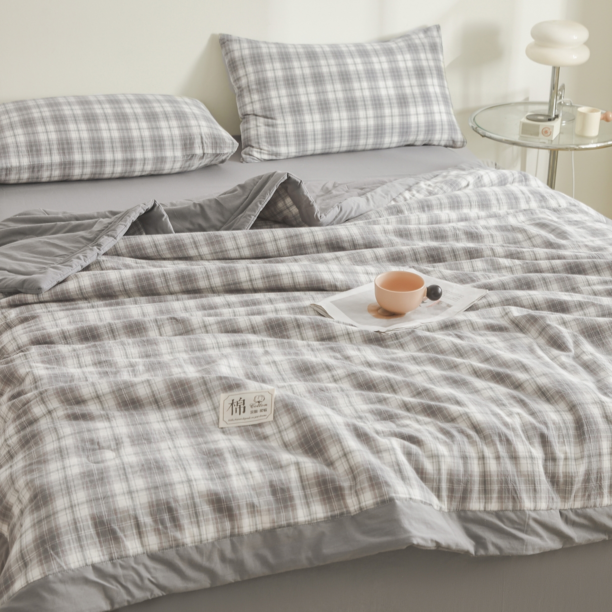 91家纺网 家纺一手货源 找家纺 晓时候 2026新款无印风100%新疆棉花被全棉夏被纯棉夏凉被空调被夏季被子被芯 可可灰