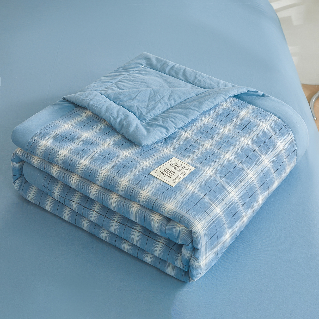 91家纺网 家纺一手货源 找家纺 晓时候 2026新款无印风100%新疆棉花被全棉夏被纯棉夏凉被空调被夏季被子被芯 森蓝格