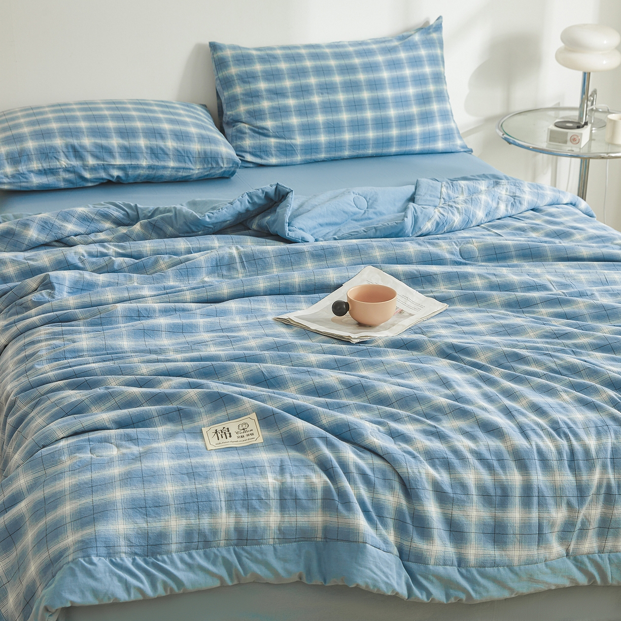 91家纺网 家纺一手货源 找家纺 晓时候 2026新款无印风100%新疆棉花被全棉夏被纯棉夏凉被空调被夏季被子被芯 森蓝格