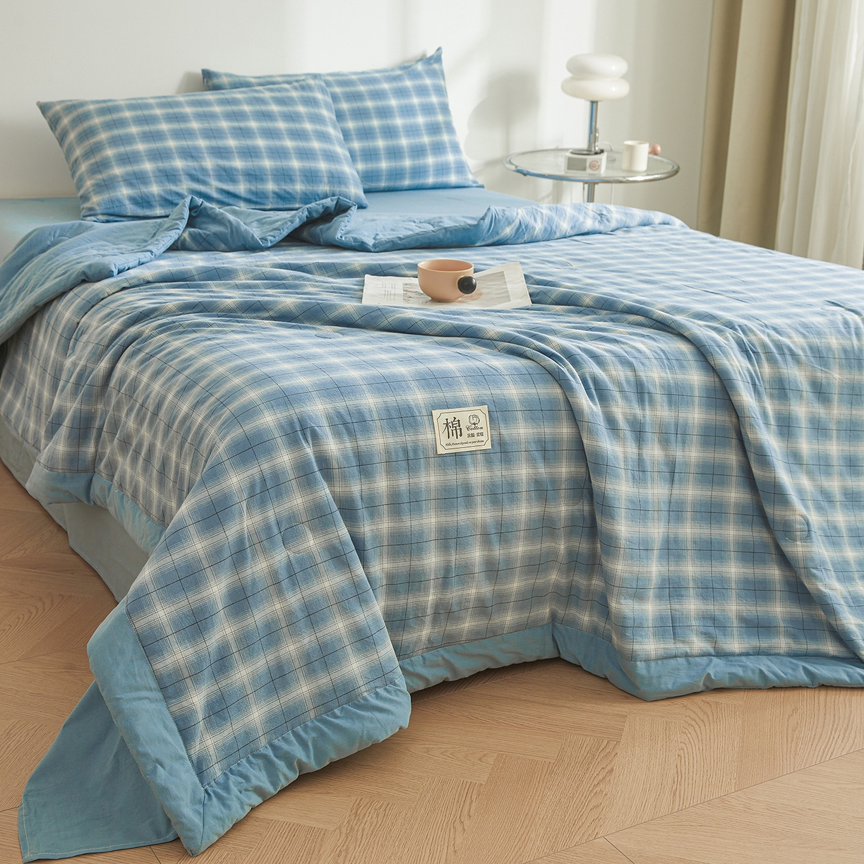 91家纺网 家纺一手货源 找家纺 晓时候 2026新款无印风100%新疆棉花被全棉夏被纯棉夏凉被空调被夏季被子被芯 森蓝格