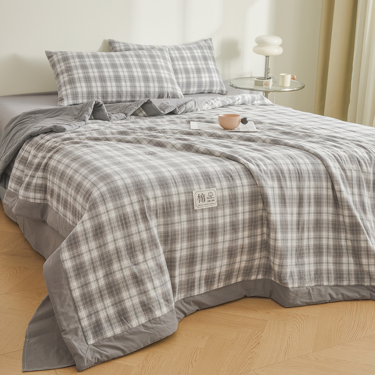 91家纺网 家纺一手货源 找家纺 晓时候 2026新款无印风100%新疆棉花被全棉夏被纯棉夏凉被空调被夏季被子被芯 可可灰