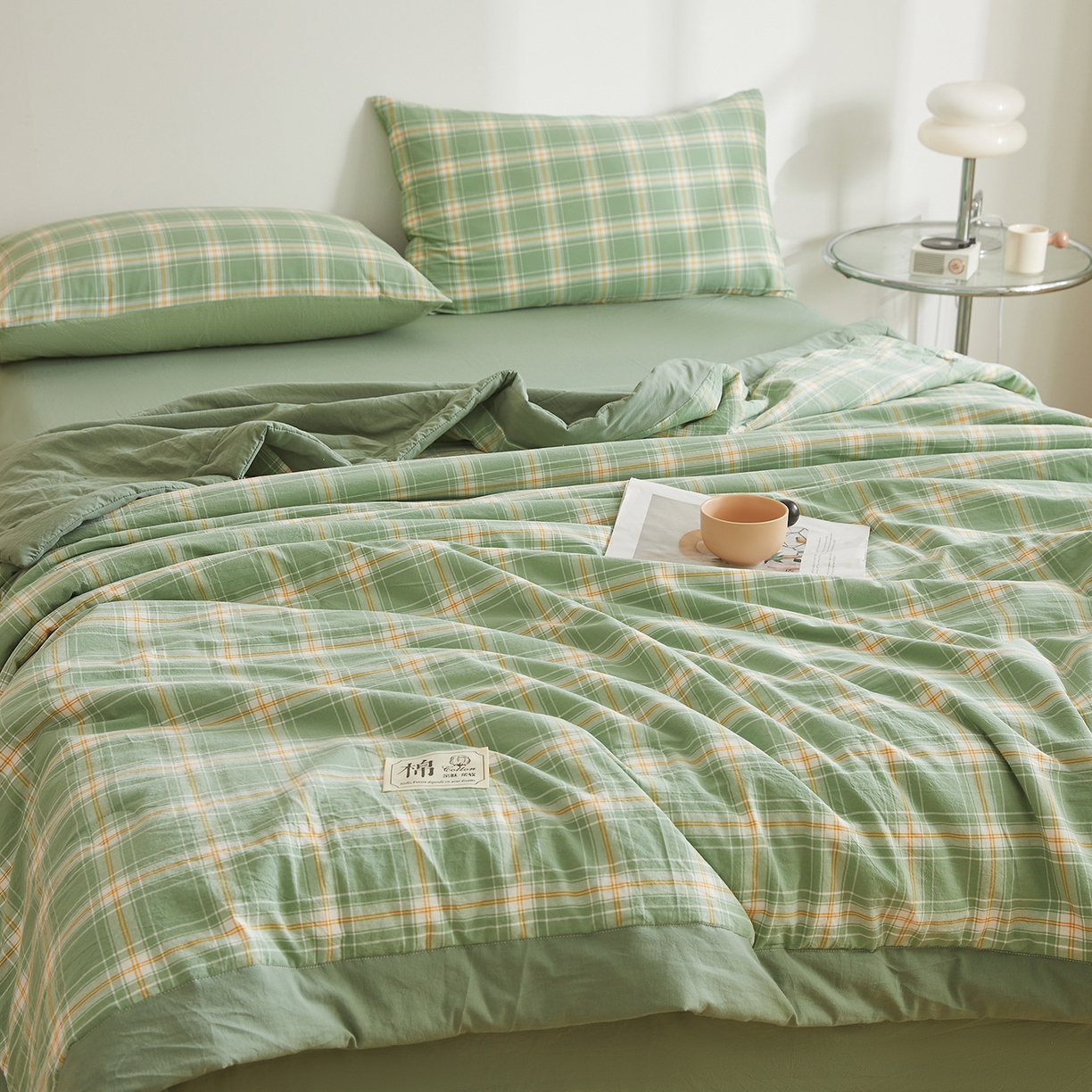 91家纺网 家纺一手货源 找家纺 晓时候 2026新款无印风100%新疆棉花被全棉夏被纯棉夏凉被空调被夏季被子被芯 里约绿