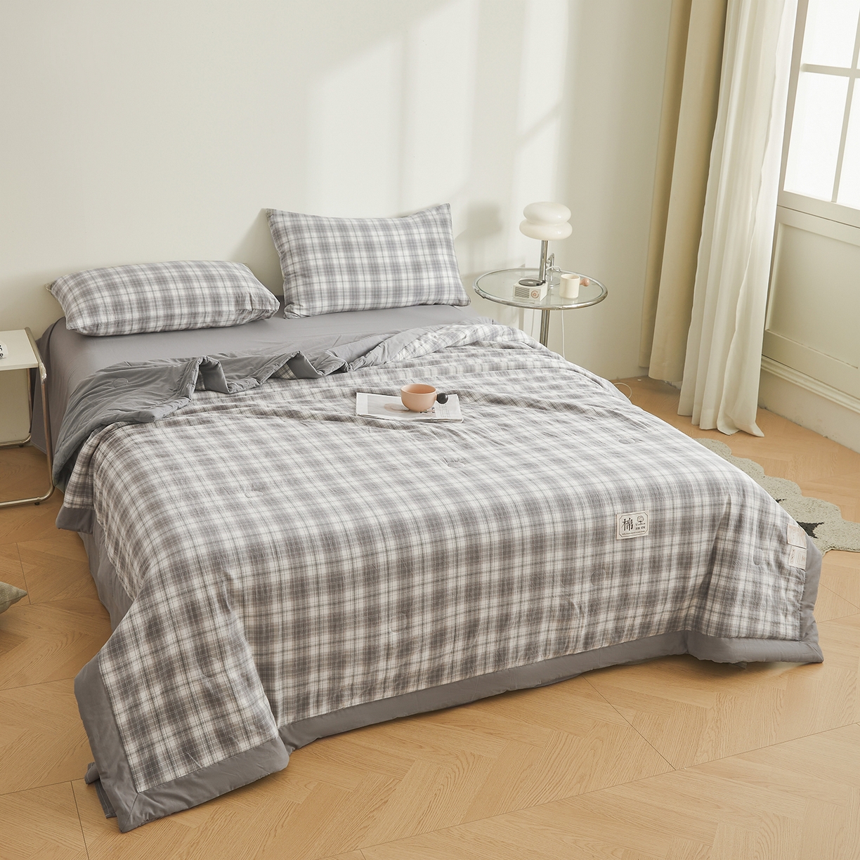 91家纺网 家纺一手货源 找家纺 晓时候 2026新款无印风100%新疆棉花被全棉夏被纯棉夏凉被空调被夏季被子被芯 可可灰