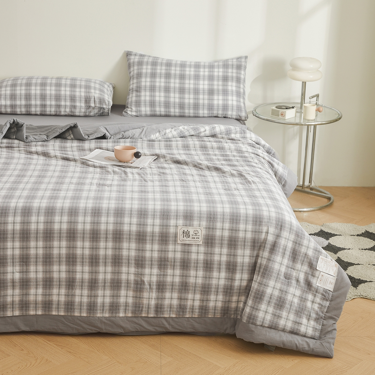 91家纺网 家纺一手货源 找家纺 晓时候 2026新款无印风100%新疆棉花被全棉夏被纯棉夏凉被空调被夏季被子被芯 可可灰