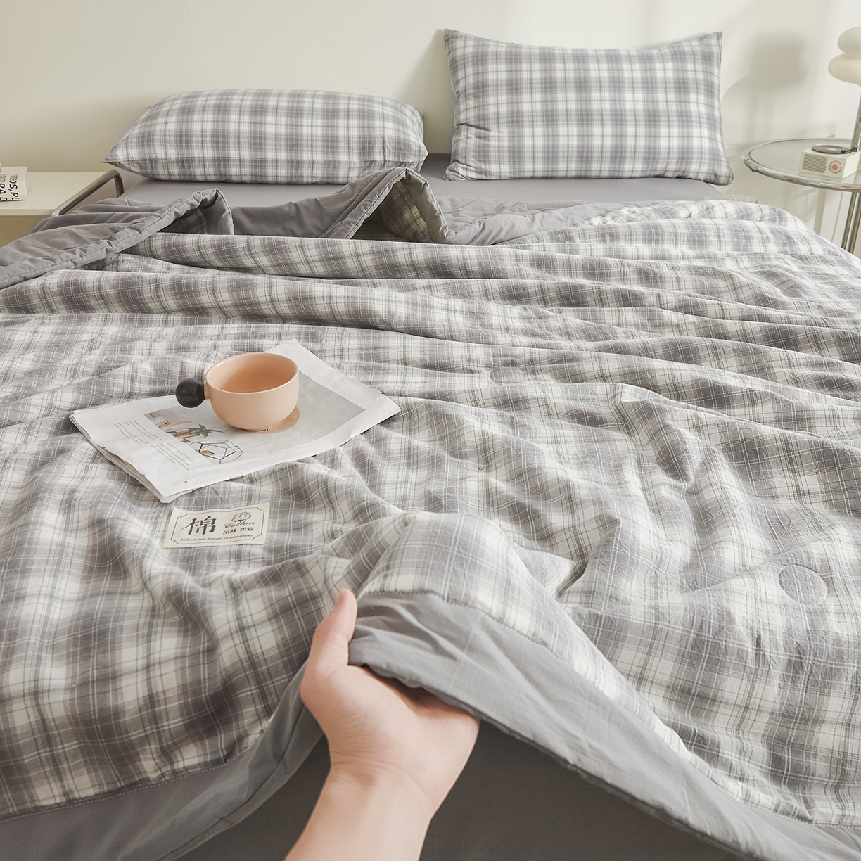 91家纺网 家纺一手货源 找家纺 晓时候 2026新款无印风100%新疆棉花被全棉夏被纯棉夏凉被空调被夏季被子被芯 可可灰
