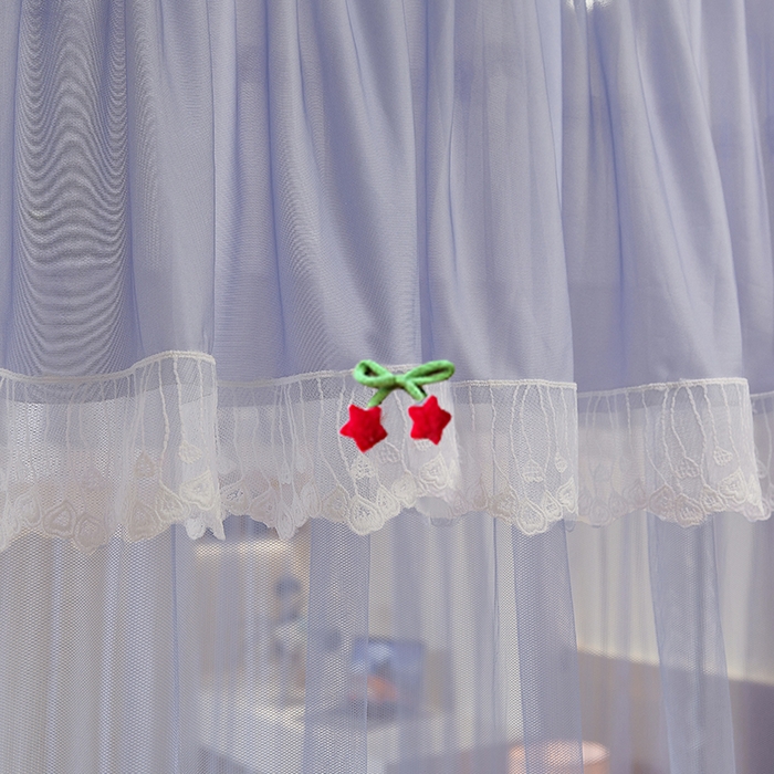 91家纺网 家纺一手货源 找家纺 （总）雪姿家纺 2026新款刺绣花边落地宫廷外穿杆蚊帐-落地星星