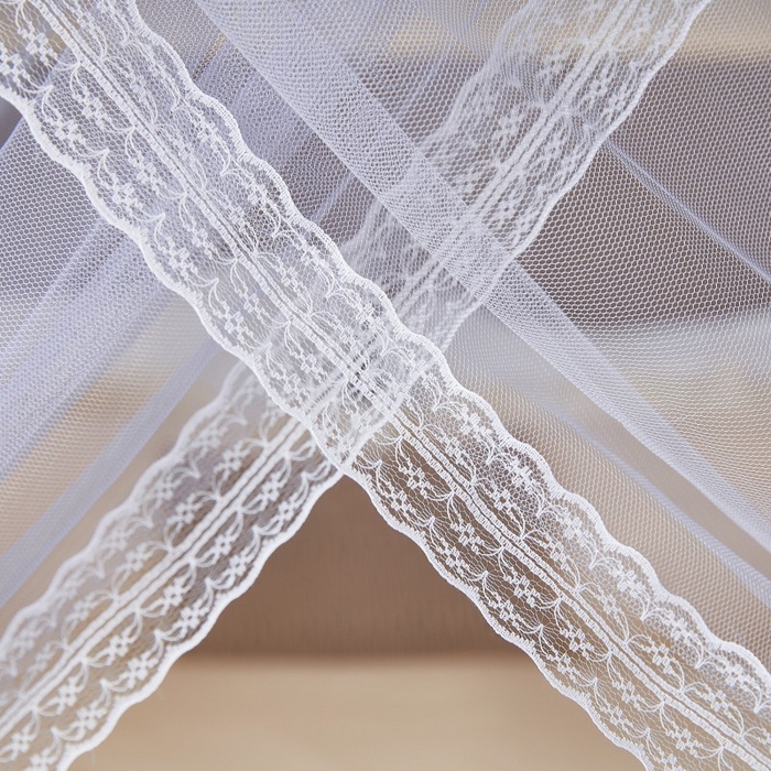 91家纺网 家纺一手货源 找家纺 （总）雪姿家纺 2026新款刺绣花边落地宫廷外穿杆蚊帐-落地星星