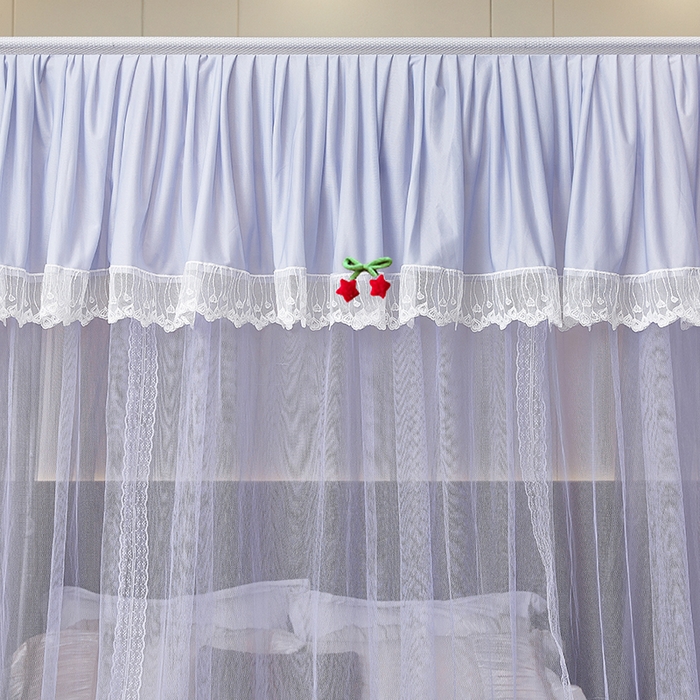 91家纺网 家纺一手货源 找家纺 （总）雪姿家纺 2026新款刺绣花边落地宫廷外穿杆蚊帐-落地星星