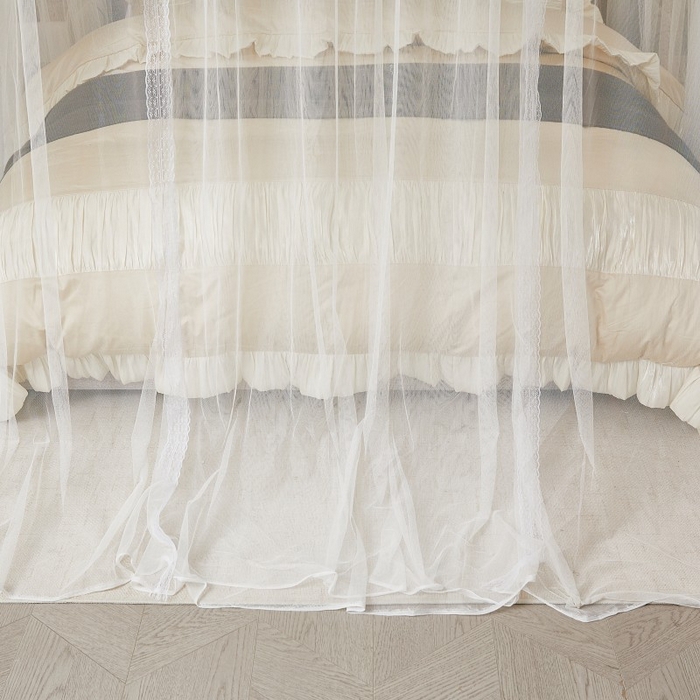 91家纺网 家纺一手货源 找家纺 雪姿家纺 2026新款刺绣花边落地宫廷外穿杆蚊帐-落地星星 刺绣花边星星-白色