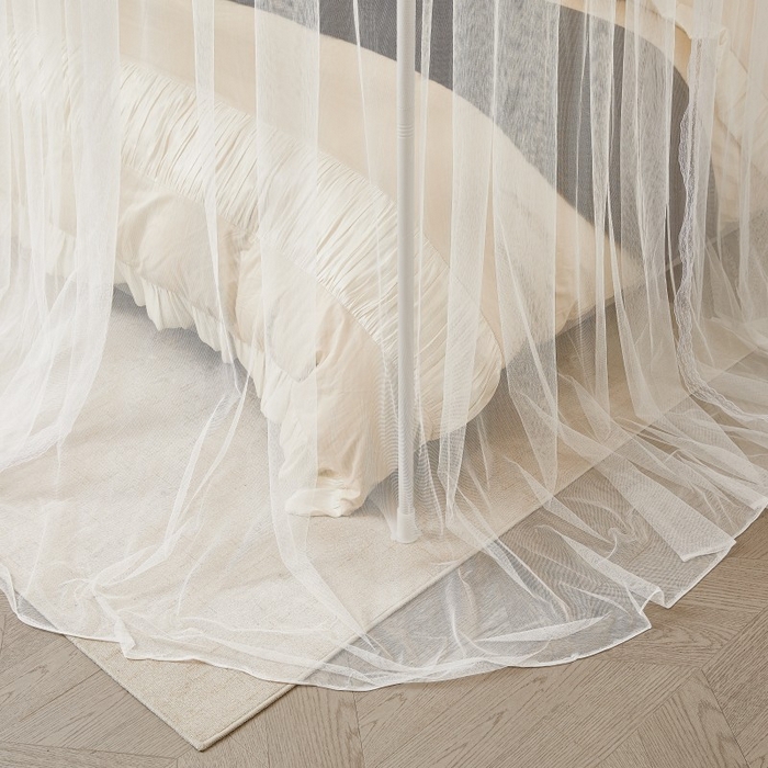 91家纺网 家纺一手货源 找家纺 雪姿家纺 2026新款刺绣花边落地宫廷外穿杆蚊帐-落地星星 刺绣花边星星-白色