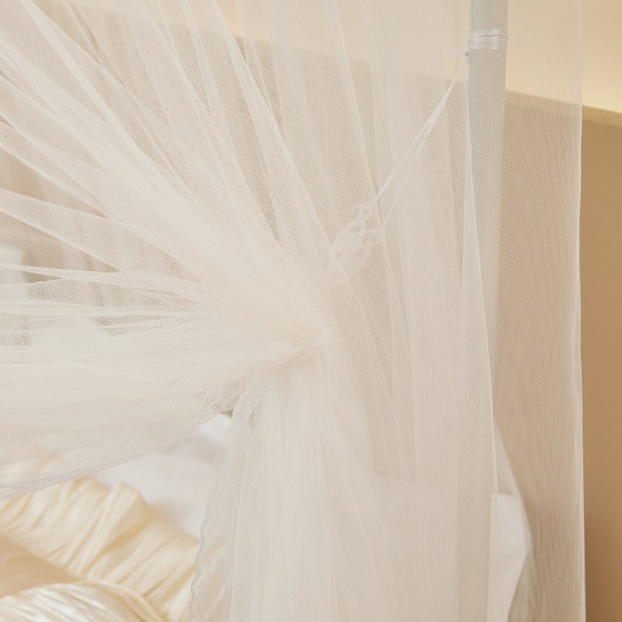 91家纺网 家纺一手货源 找家纺 雪姿家纺 2026新款刺绣花边落地宫廷外穿杆蚊帐-落地星星 刺绣花边星星-白色