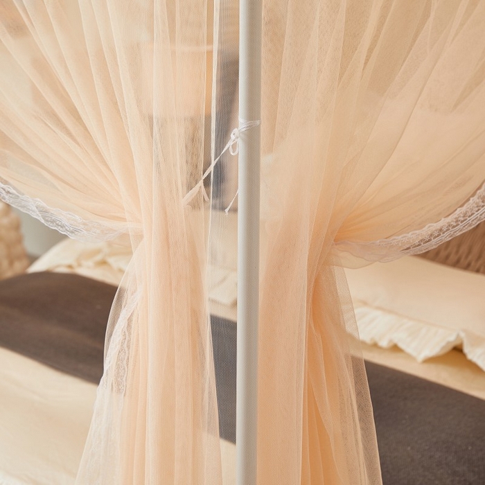 91家纺网 家纺一手货源 找家纺 雪姿家纺 2026新款刺绣花边落地宫廷外穿杆蚊帐-落地星星 刺绣花边星星-温柔杏色