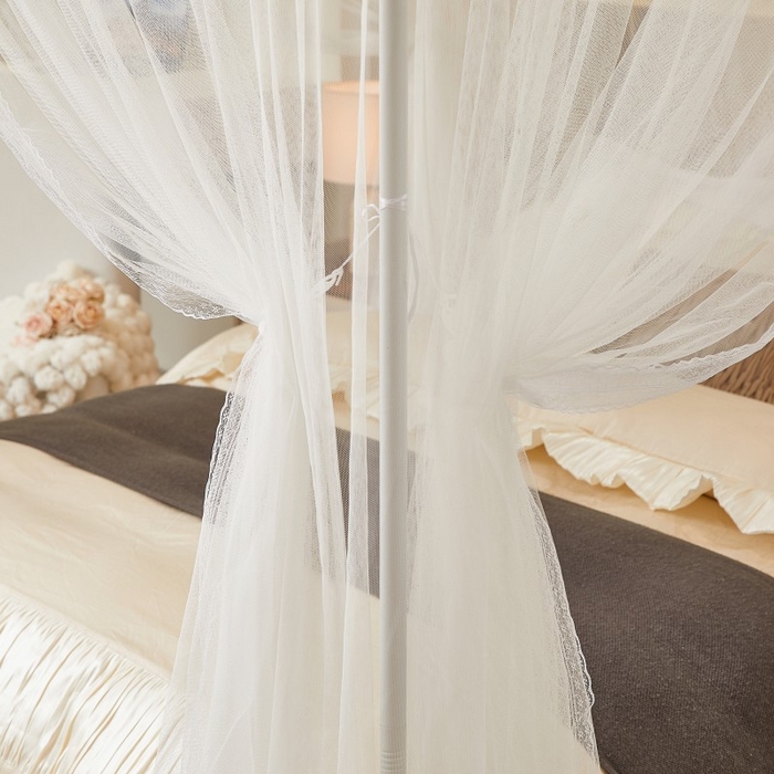 91家纺网 家纺一手货源 找家纺 雪姿家纺 2026新款刺绣花边落地宫廷外穿杆蚊帐-落地星星 刺绣花边星星-白色