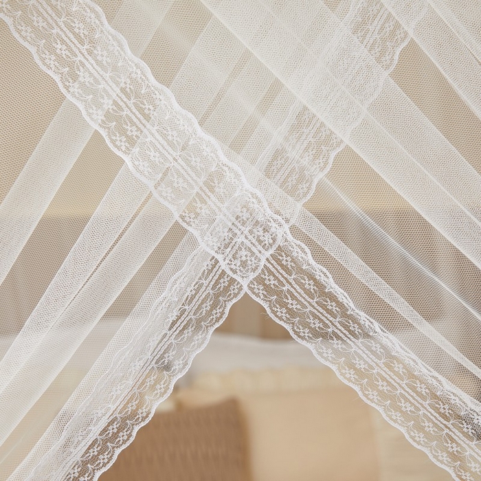 91家纺网 家纺一手货源 找家纺 雪姿家纺 2026新款刺绣花边落地宫廷外穿杆蚊帐-落地星星 刺绣花边星星-白色