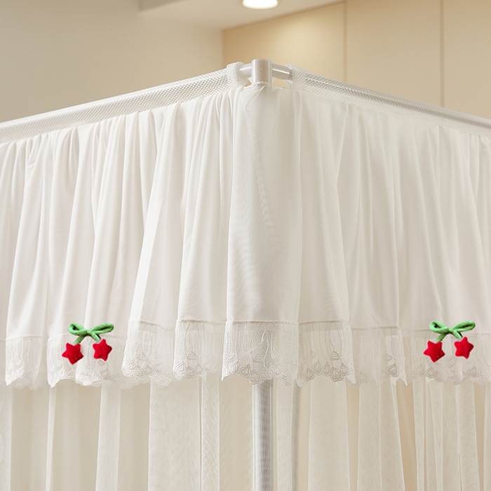 91家纺网 家纺一手货源 找家纺 雪姿家纺 2026新款刺绣花边落地宫廷外穿杆蚊帐-落地星星 刺绣花边星星-白色