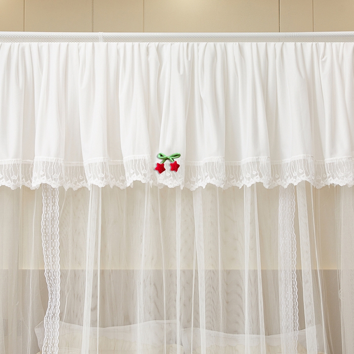 91家纺网 家纺一手货源 找家纺 雪姿家纺 2026新款刺绣花边落地宫廷外穿杆蚊帐-落地星星 刺绣花边星星-白色