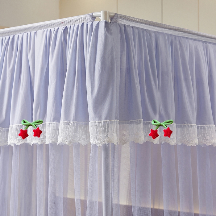 91家纺网 家纺一手货源 找家纺 雪姿家纺 2026新款刺绣花边落地宫廷外穿杆蚊帐-落地星星 刺绣花边星星-烟岚紫灰