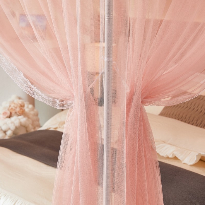 91家纺网 家纺一手货源 找家纺 雪姿家纺 2026新款刺绣花边落地宫廷外穿杆蚊帐-落地星星 刺绣花边星星-温馨粉玉