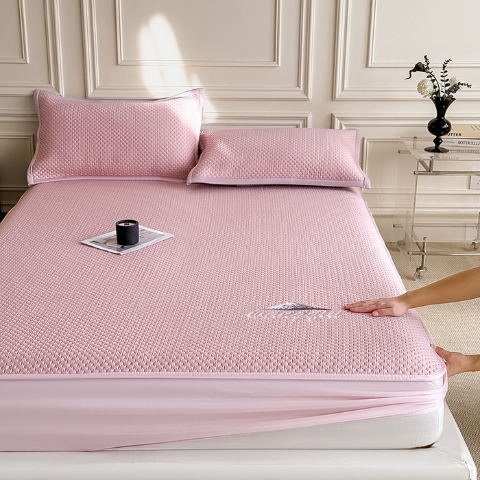 91家纺网 家纺一手货源 找家纺 （总）品乐家纺 2026新款A类乙伦PE轻奢提花学生宿舍软席凉豆豆床笠席