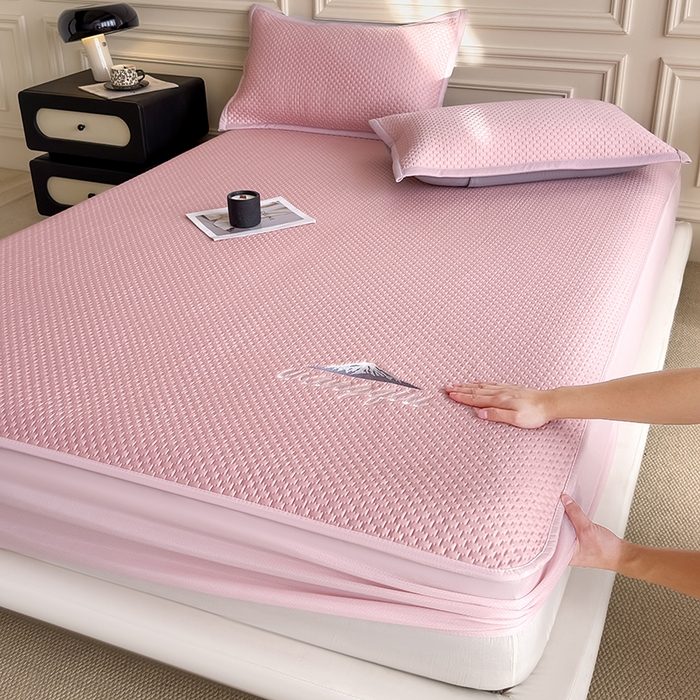 91家纺网 家纺一手货源 找家纺 （总）品乐家纺 2026新款A类乙伦PE轻奢提花学生宿舍软席凉豆豆床笠席