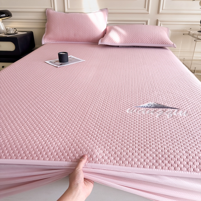 91家纺网 家纺一手货源 找家纺 （总）品乐家纺 2026新款A类乙伦PE轻奢提花学生宿舍软席凉豆豆床笠席