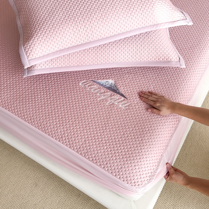 91家纺网 家纺一手货源 找家纺 （总）品乐家纺 2026新款A类乙伦PE轻奢提花学生宿舍软席凉豆豆床笠席