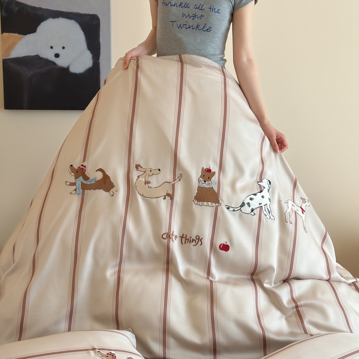 91家纺网 家纺一手货源 找家纺 风向标家纺 2026春夏新款兰精60s数码条纹天丝绣花四件套 布鲁克林